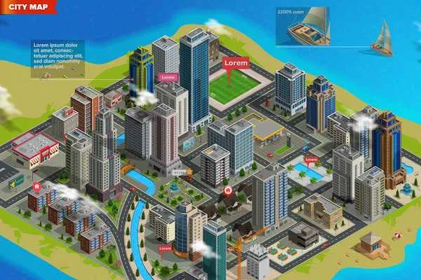 map-isometric-design